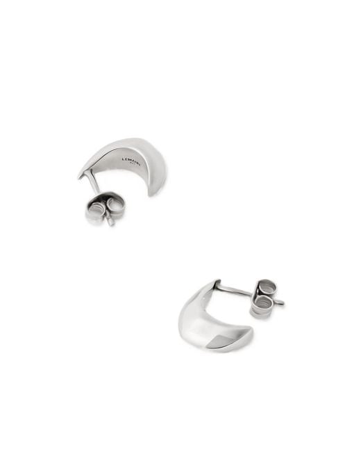 Lemaire White Micro Drop Small Hoop Earrings for men