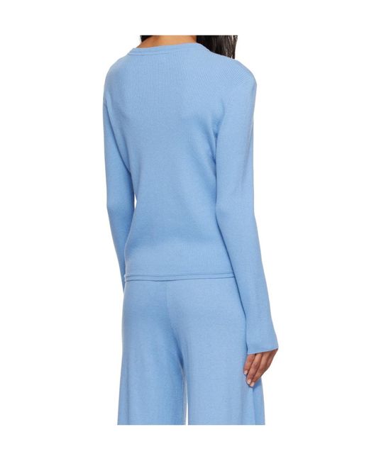 Lisa Yang Blue Crew-Neck Knit Cardigan