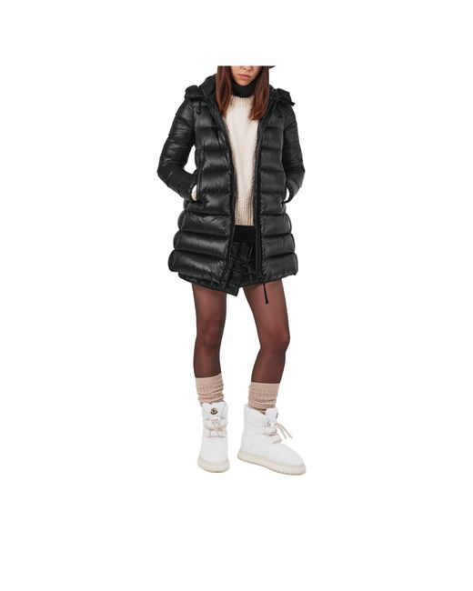 Moncler Black Medium To Long Hooded Down Jacket