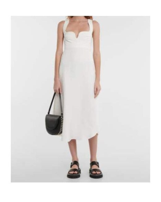 Stella McCartney White Piped Asymmetric Midi Dress