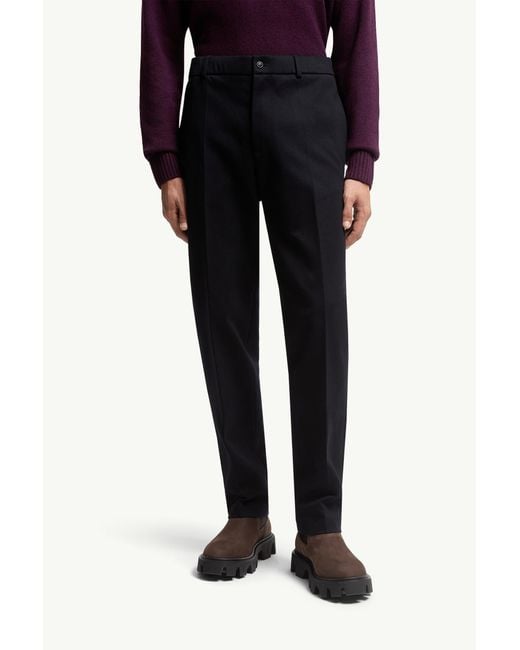 Moncler Blue Logo Patch Tailored Pants for men