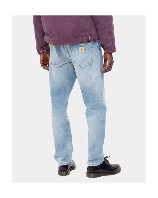 Carhartt Blue Newel Logo-Patch Straight-Leg Jeans for men