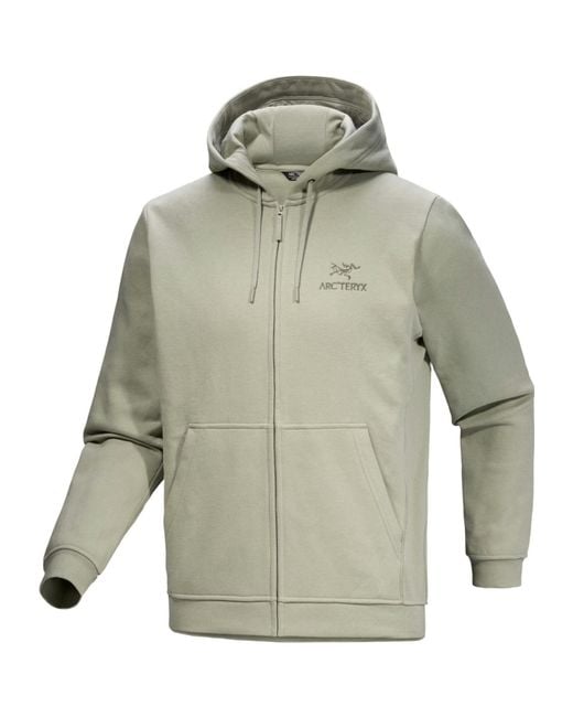 Arc'teryx Gray Emblem Fleece Full Zip Hoody for men