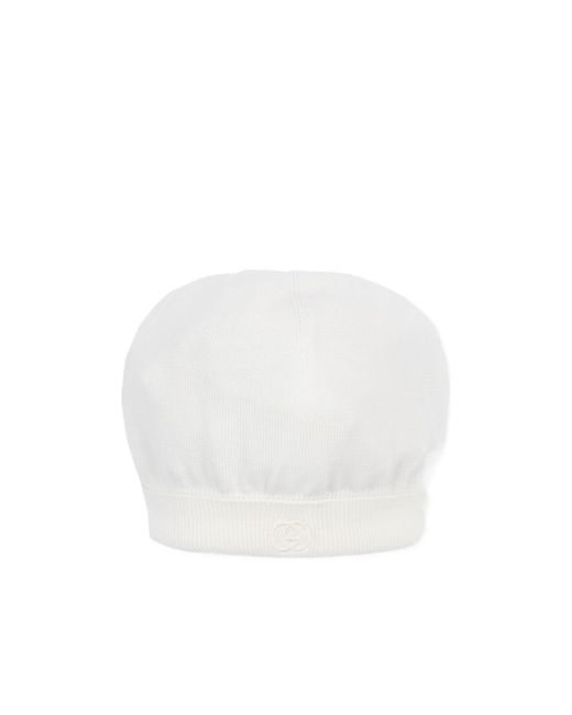 Gucci White Gg Pattern Knit Hat