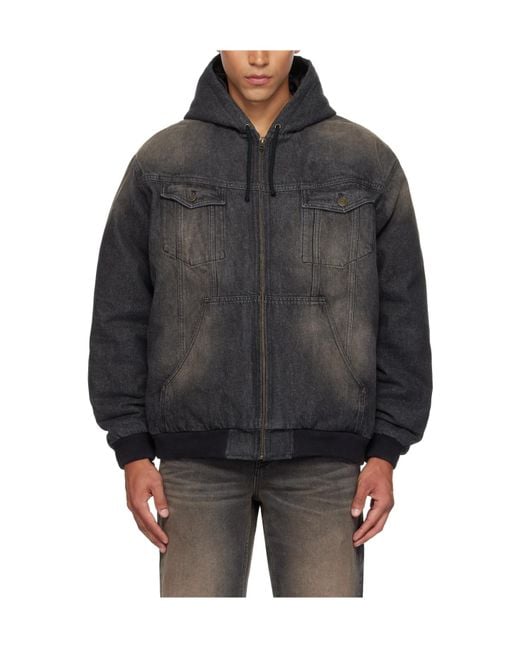 Egonlab Gray Hooded Denim Jacket for men