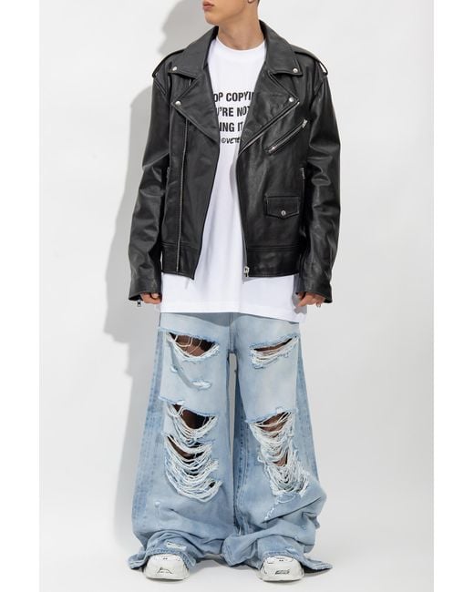 Vetements Black Long-Sleeved Leather Jacket for men