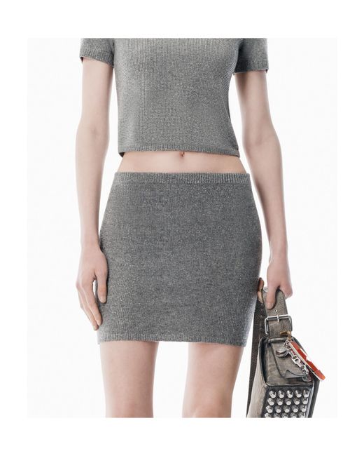 Alexander Wang Gray Wool-Blend Hotfix Miniskirt