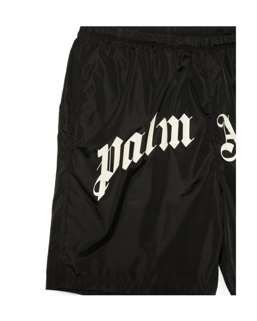 Palm Angels Black Drawstring Swim Trunks for men