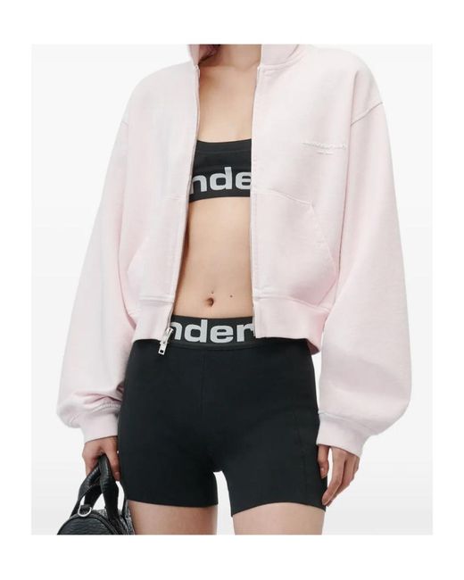 Alexander Wang Pink Zip-Up Hoodie W/ Logo Print