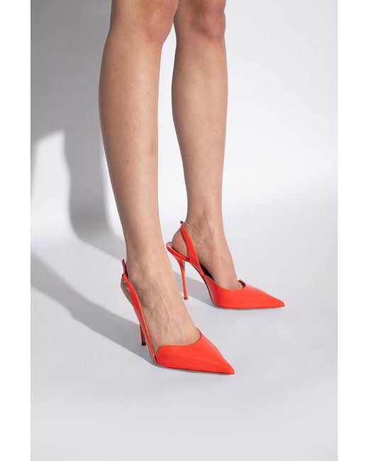 Casadei Red Pointed Toe Slingback Pumps