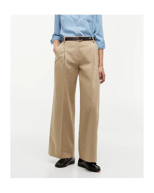 Tommy Hilfiger Natural Logo Embroidery Wide Leg Chinos