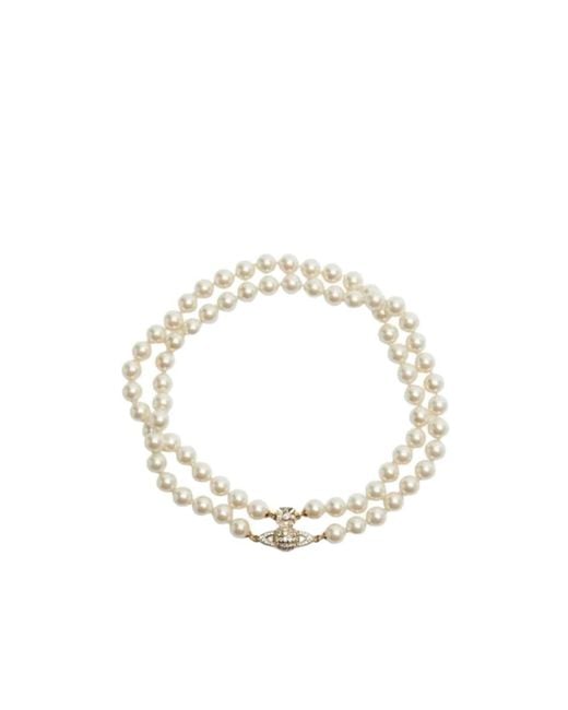 Vivienne Westwood Metallic Orb-Charm Pearl Necklace