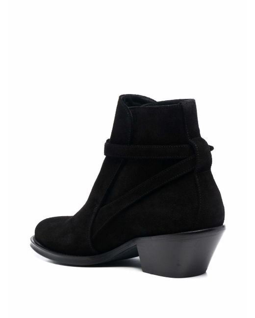 Saint Laurent Black Buckled Strap Ankle Boots