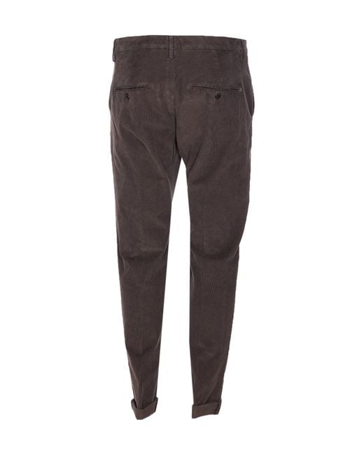 Dondup Gray Gaubert Velvet-Effect Pants for men