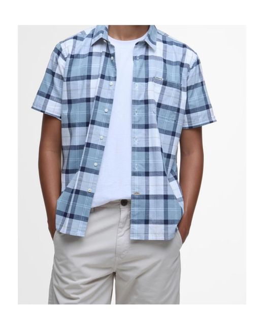 Barbour Blue Plaid Short-Sleeved Shirt for men