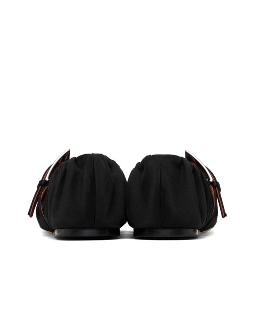 Paris Texas Black Sveva Plisse Buckle Ballet Flats