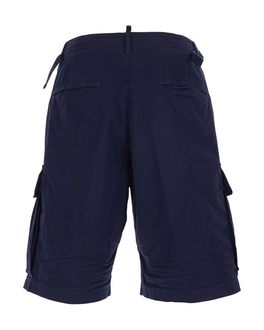 DSquared² Blue Shorts With Wide Leg And Four Flap Pockets With Buttons for men