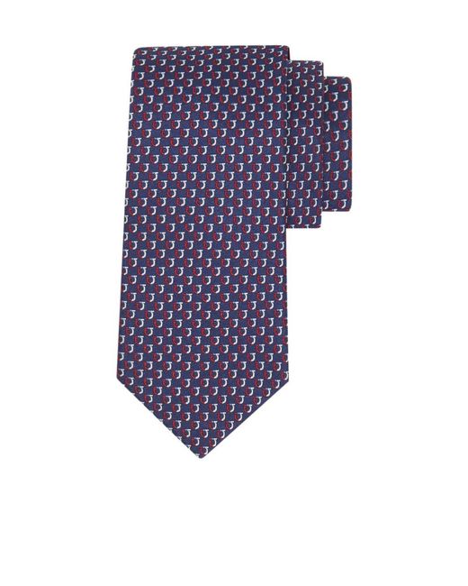 Ferragamo Blue Bicolor Gancini Jacquard Tie for men
