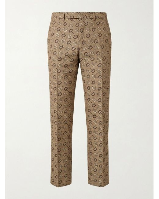 Gucci Natural Maxi Horsebit-Motif Tailored Trousers for men