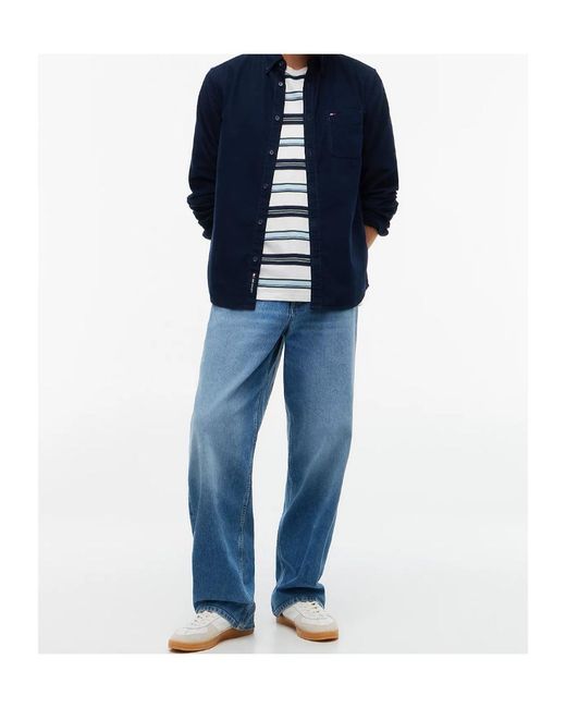 Tommy Hilfiger Blue Regular Fit Button-Down Corduroy Shirt for men