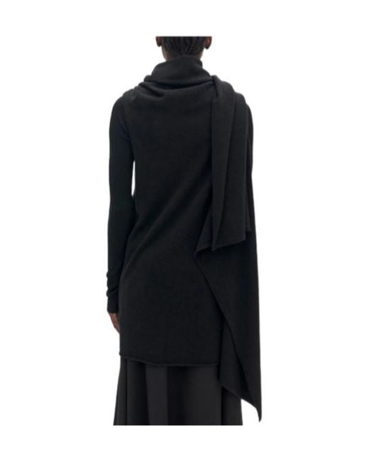 Ann Demeulemeester Black Felted-Wool Draped Knitted Top
