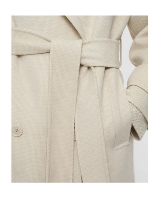 Joseph White Navarre Linear Double Face Wool Coat
