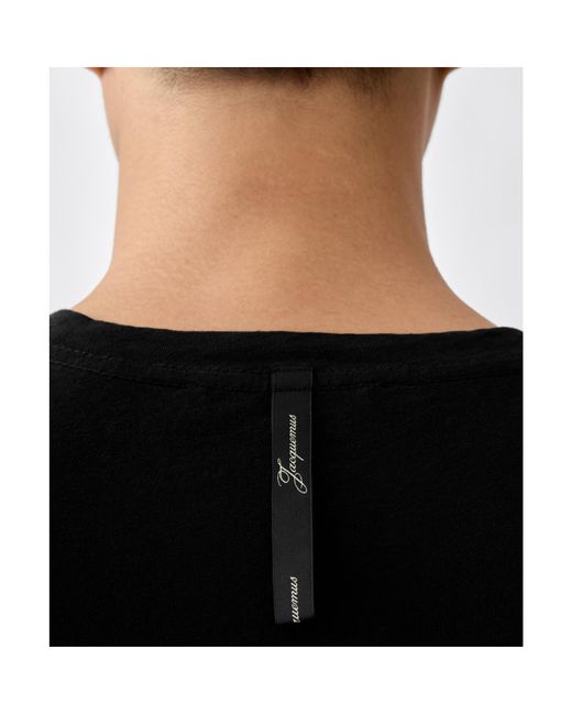 Jacquemus Black Logo Printed Crewneck T-Shirt for men
