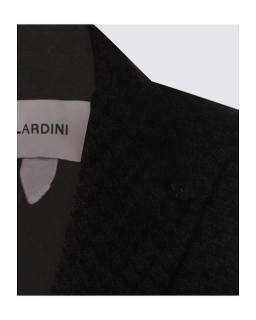 Lardini Black Houndstooth Double-Breasted Tailored Jacket for men
