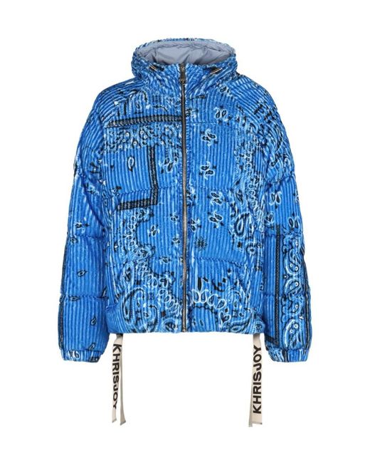 Khrisjoy Blue Corduroy Zip-Up Down Jacket for men