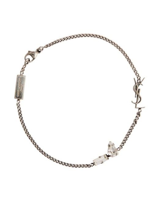 Saint Laurent Metallic Cassandre Embellished Chain Bracelet for men