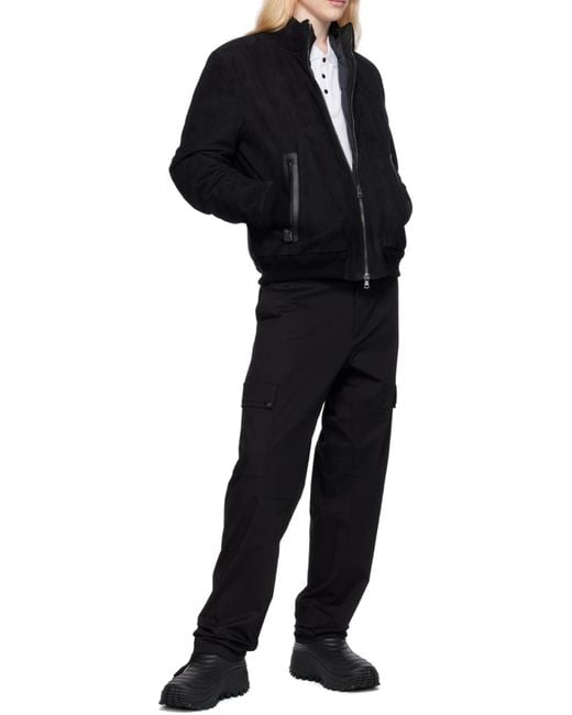 Moncler Black Stretch Gabardine Cargo Trousers for men