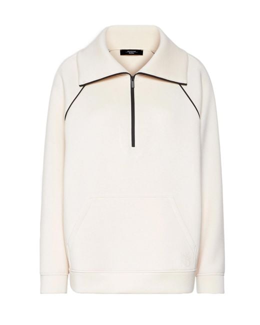 Weekend by Maxmara White Ballata Half-Zip Contrast-Piping Sweatshirt