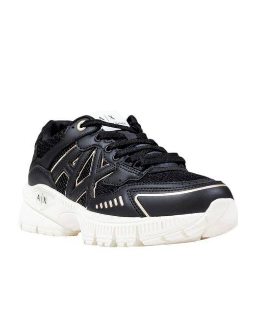 ARMANI EXCHANGE Black Logo-Patch Sneakers