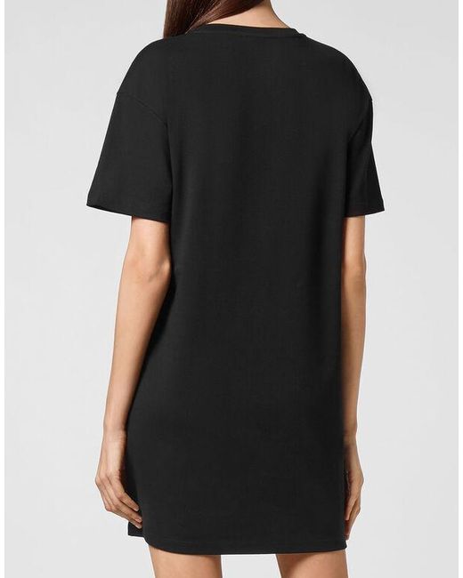 Philipp Plein Black Logo Details T-Shirt Dress