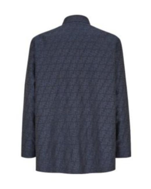 Fendi Blue Pattern Lapel Casual Jacket for men