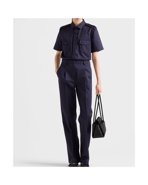 Prada Blue Short-Sleeved Buttoned Shirt