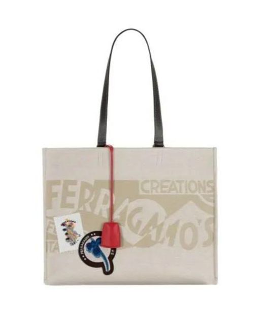 Ferragamo Natural Logo Canvas Bag for men