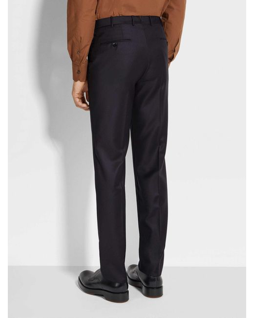 Zegna Blue Trofeo Pressed Crease Tailored Pants for men