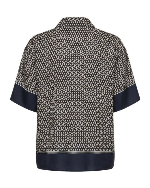 Peserico Gray Pattern-Printed Short-Sleeved Shirt