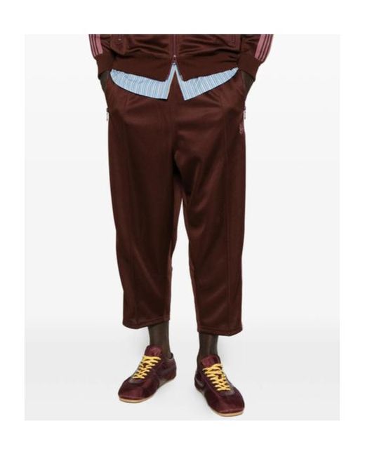 Needles Brown Side-Stripe Logo-Detail Pants for men