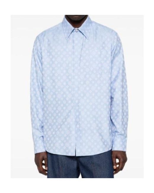 Casablanca Blue Monogram Patterned Shirt for men