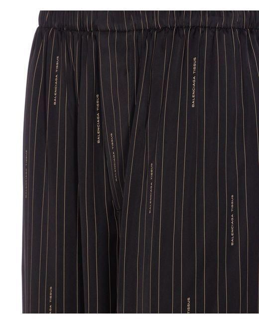 Balenciaga Black Balencia Elasticated Waist Wide-Leg Pants