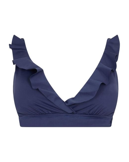 Ralph Lauren Blue V-Neck Ruffled Short Top
