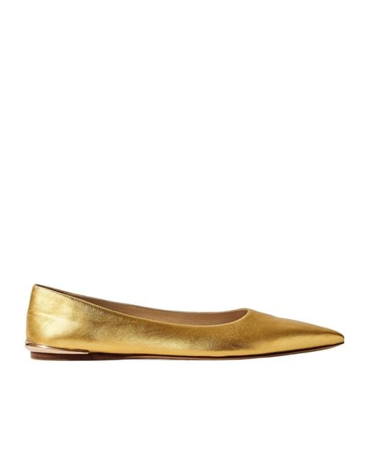 Gabriela Hearst Natural Fleur Embellished Metallic Leather Ballet Flats