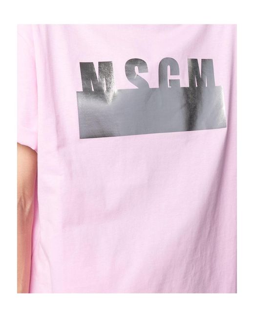 MSGM Pink Logo Detail T-Shirt