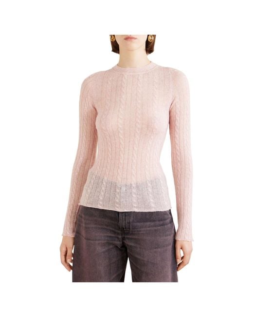 Haikure Pink Sey Cable-Knit Alpaca-Blend Sweater