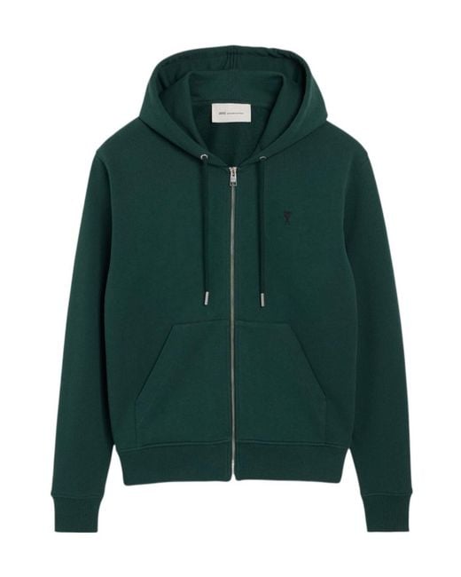 AMI Green Long-Sleeve Hooded Sweatshirt for men