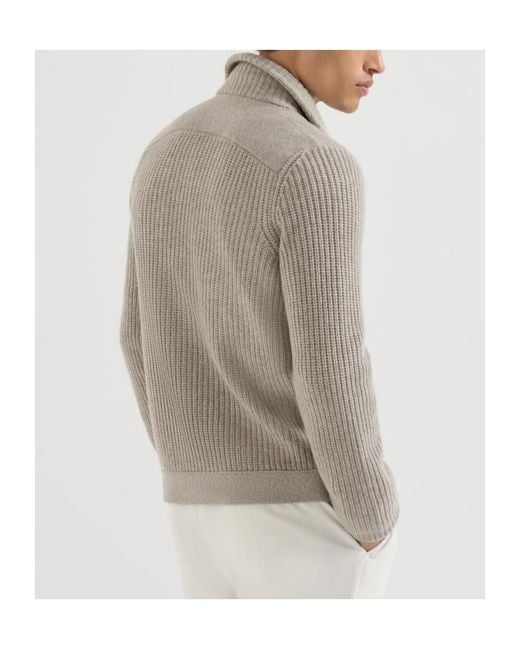 Brunello Cucinelli Gray Notch-Lapel Cardigan for men
