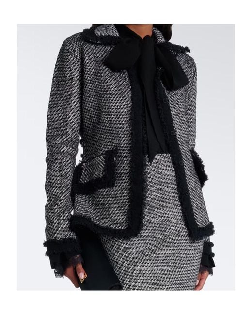 Nina Ricci Black Wool-Blend Tweed Jacket