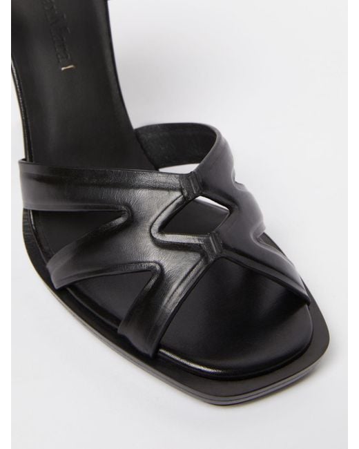 Max Mara Black Strap Detailed Heeled Sandals